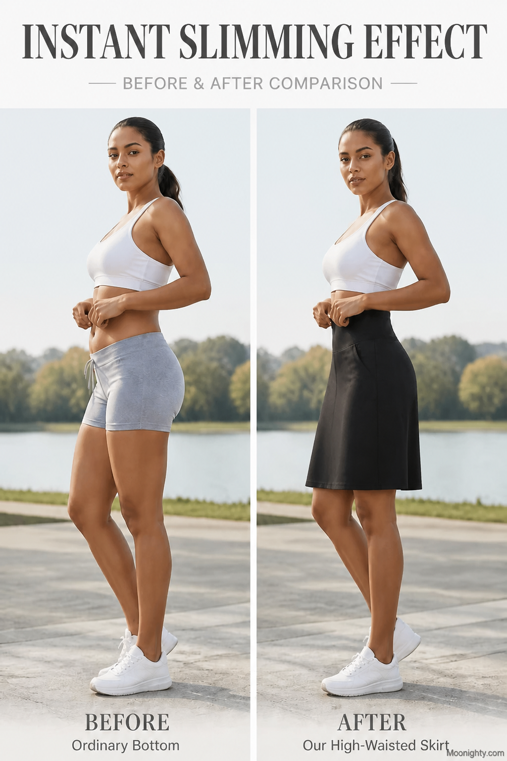 Close-up of the breathable fabric on the black active skort, showing its soft feel and quality.