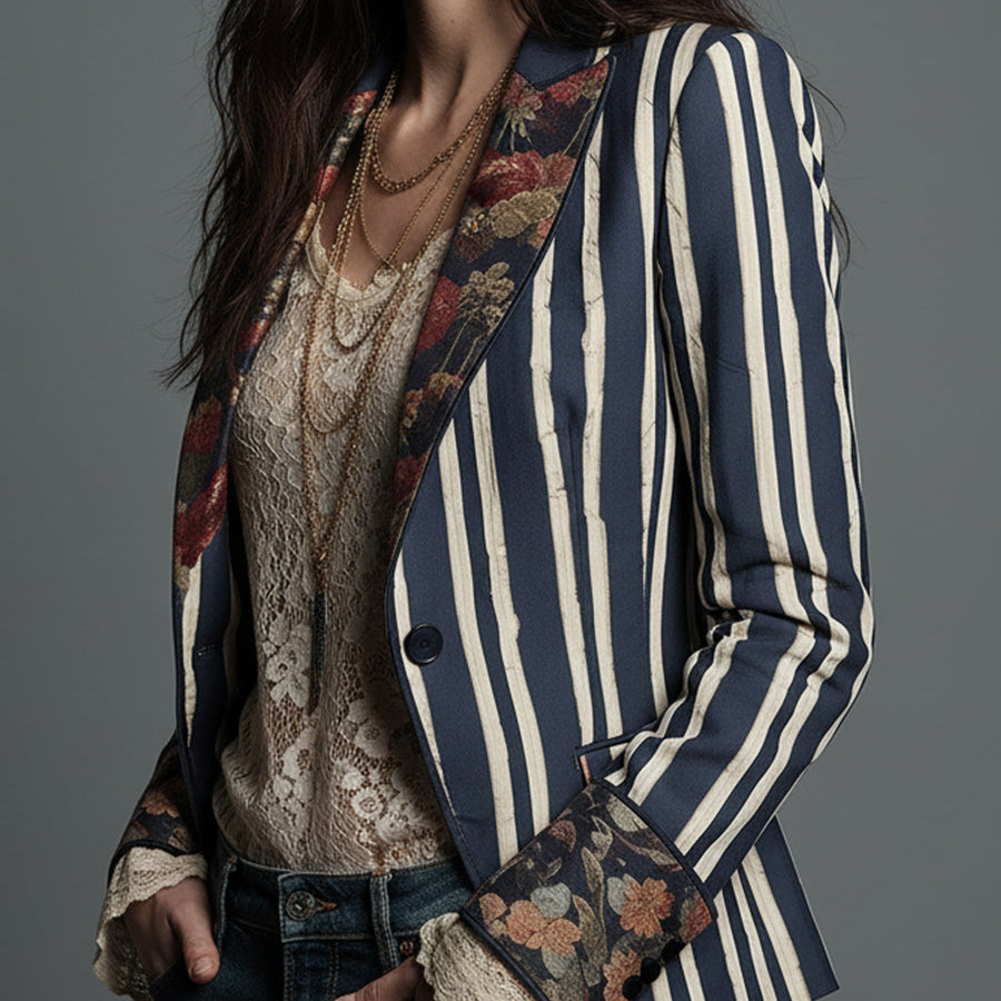 Calista - Bohemian Striped Blazer