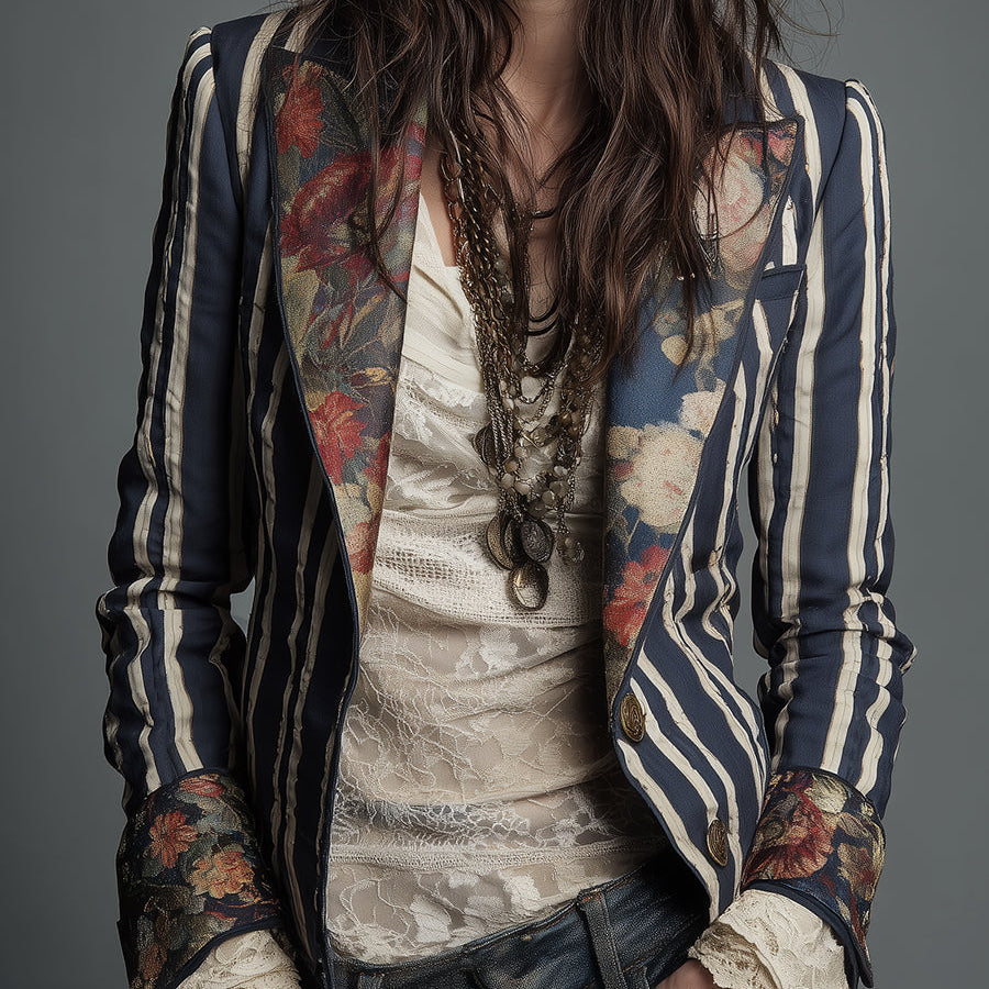 Calista - Bohemian Striped Blazer