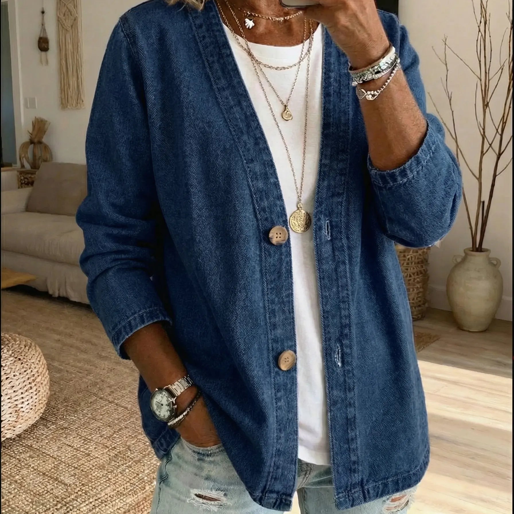 Corinne - Denim Button Coat