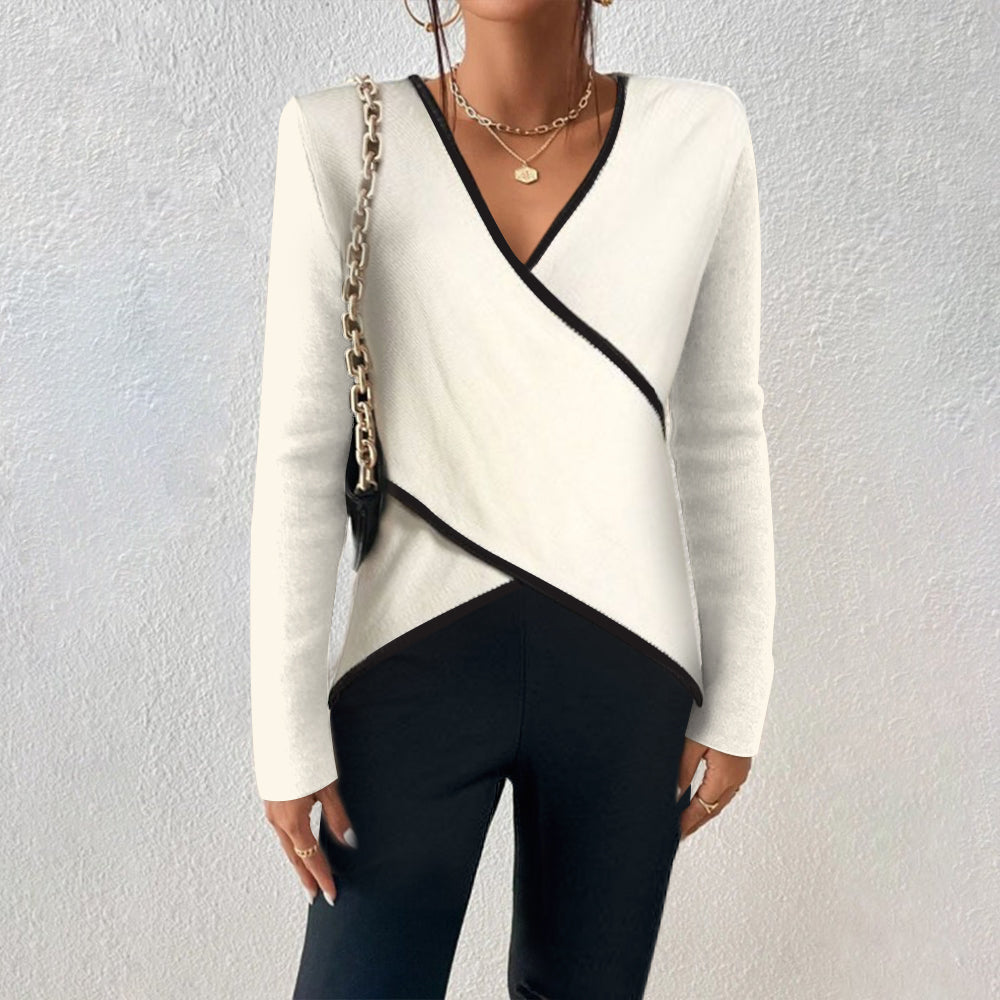 Aubrey™ - Stylish V-Neck Sweater With Handmade Details