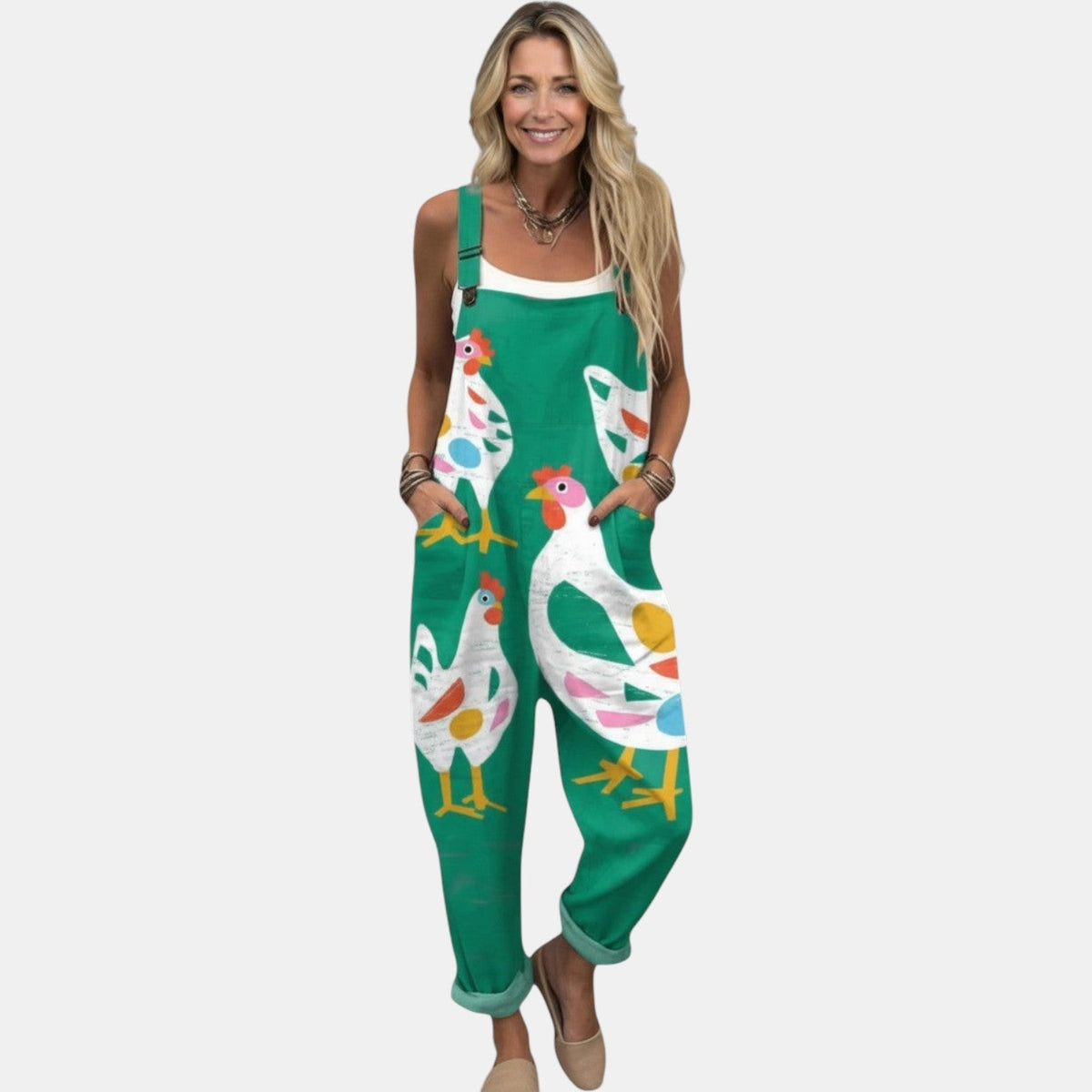 Clemency | Green Goose Print Overall