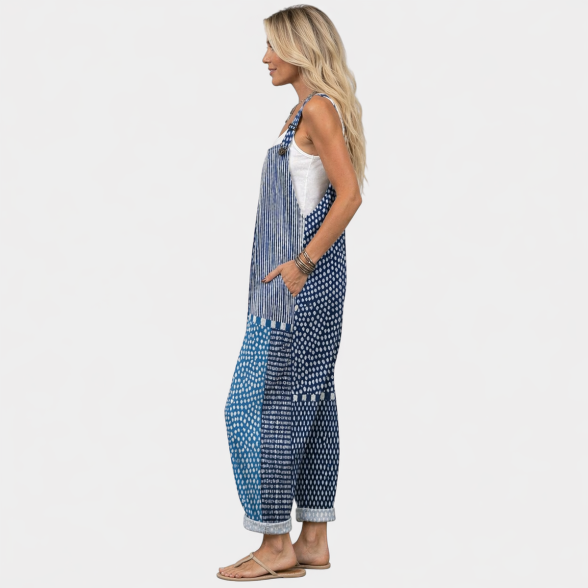 Doris | Blue Patchwork Overall