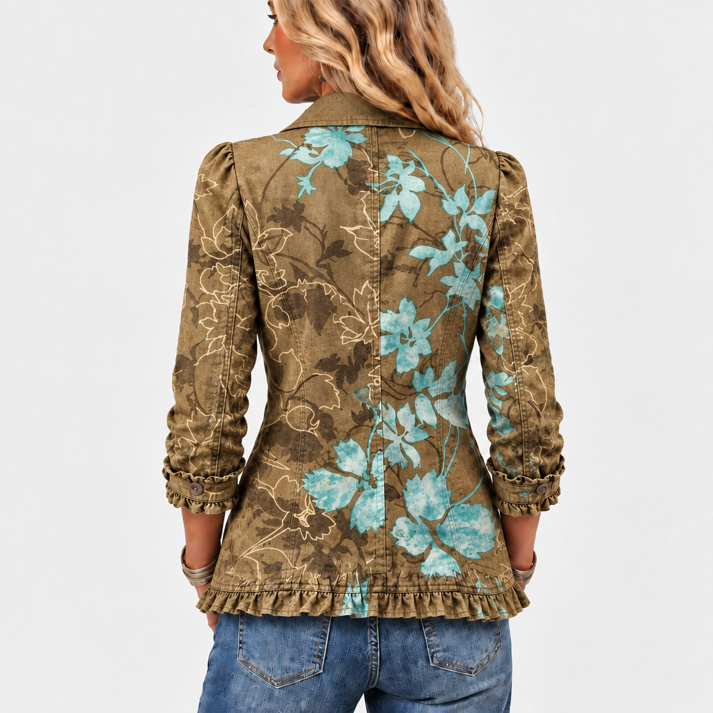 Delphine | Floral Gradient Ruffle Jacket