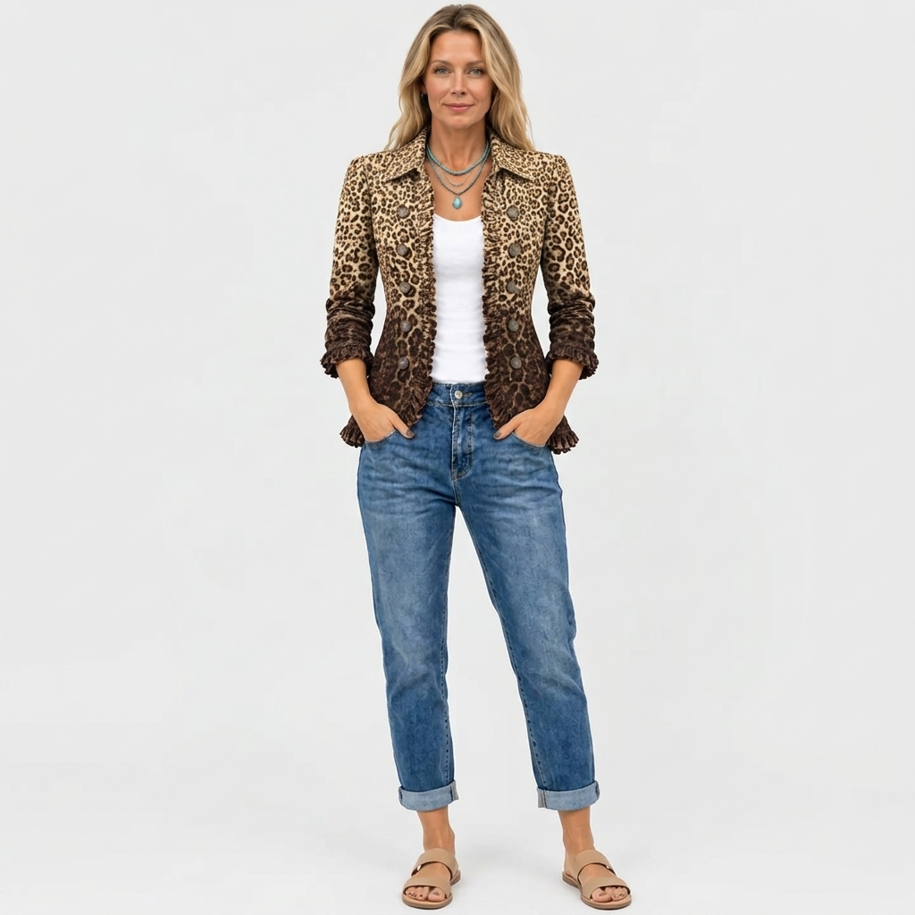 Tilda | Leopard Print Ruffle Jacket