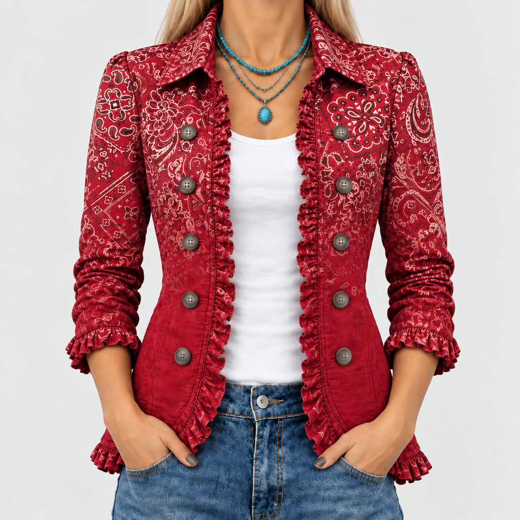 Gwendolyn | Paisley Ombre Ruffle Jacket