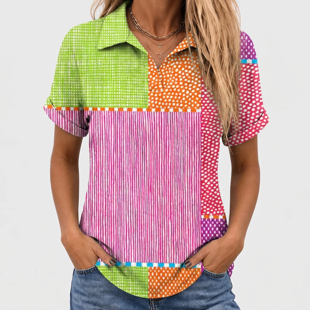 Augusta | Patchwork Collared Top
