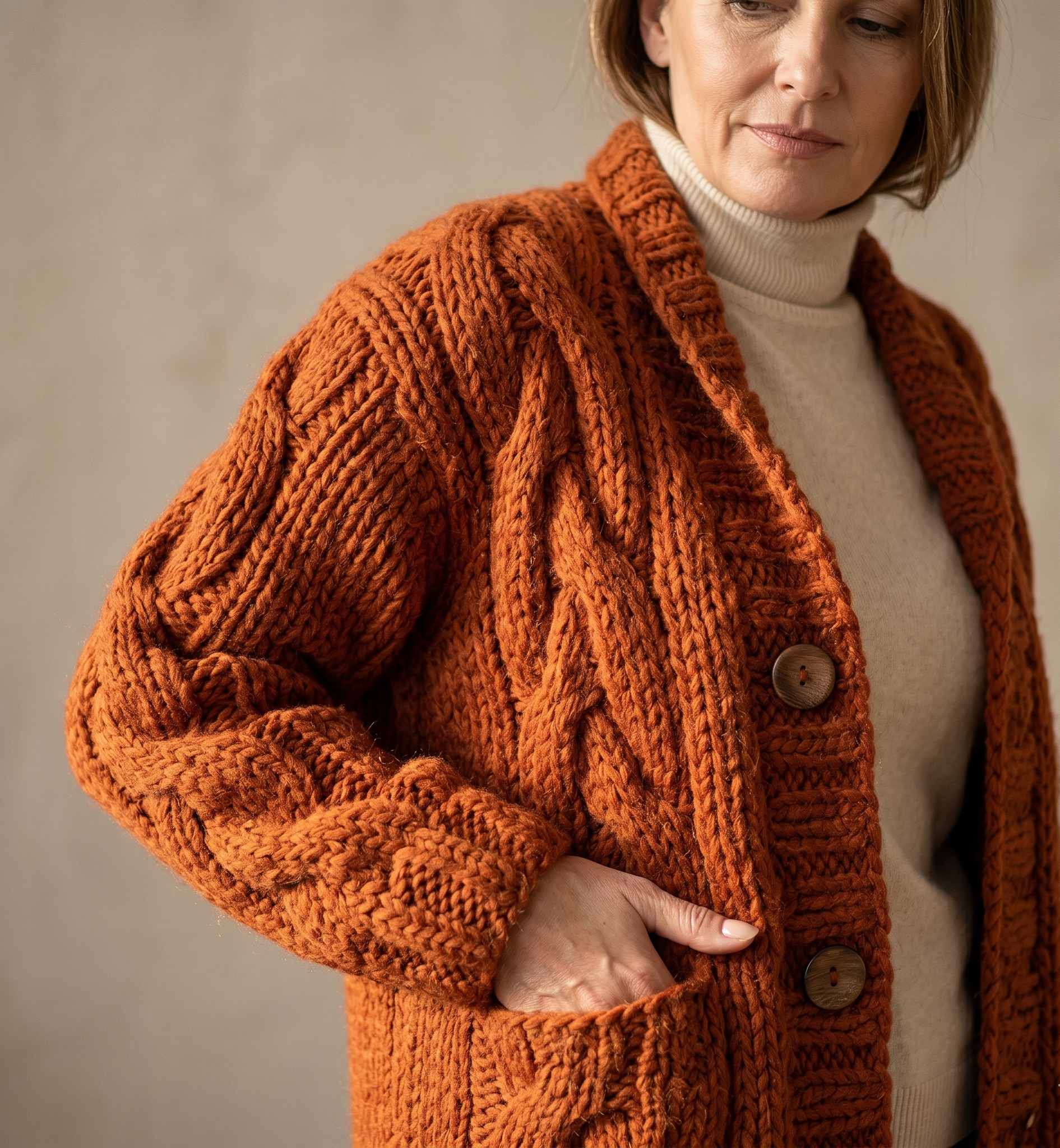 Alessia - Elegant Cable Knit Coat