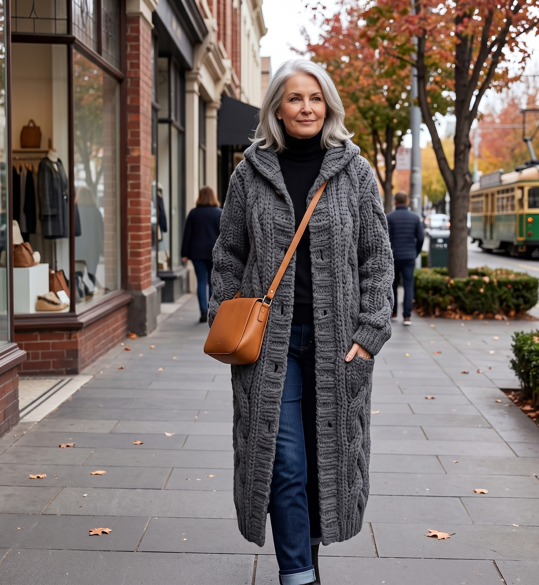 Alessia - Elegant Cable Knit Coat