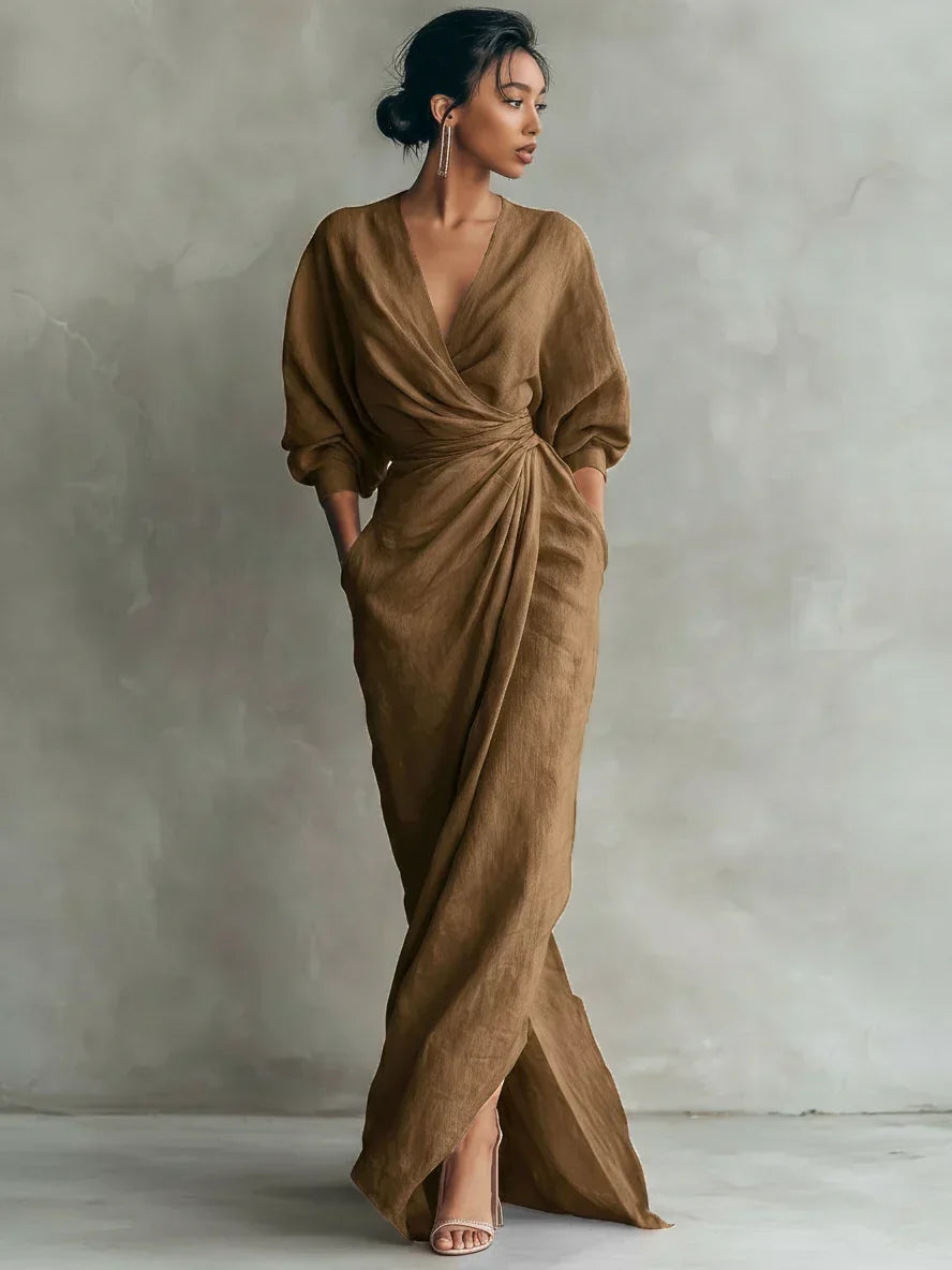 A styled shot of the black maxi dress with accessories, perfect for an evening event, showcasing its versatile charm and appeal.