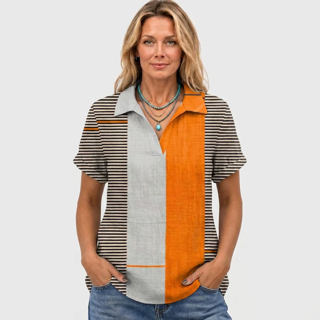 Kathleen | Colourblock Collared Top