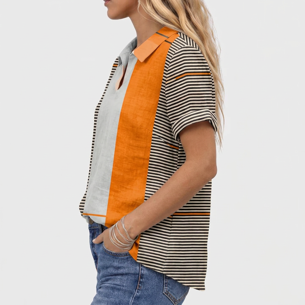 Kathleen | Colourblock Collared Top