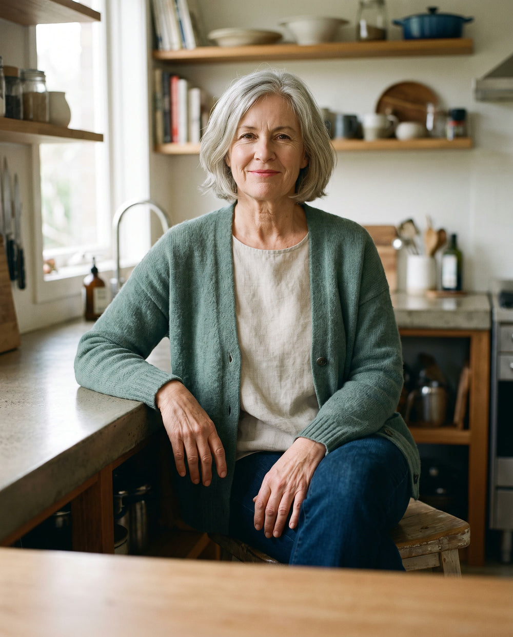 Woman comfortable and confident at home in Ella and Ivy