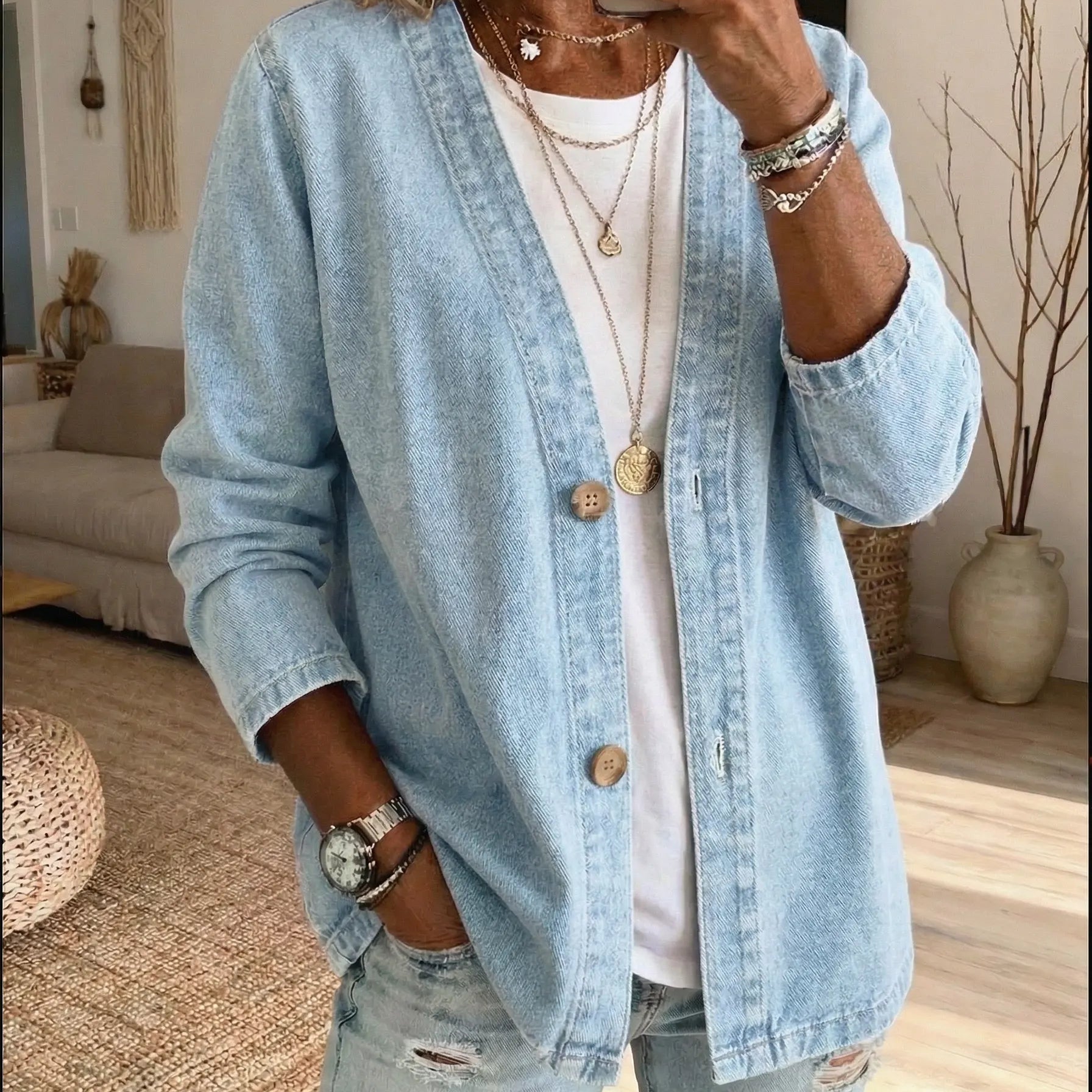 Corinne - Denim Button Coat