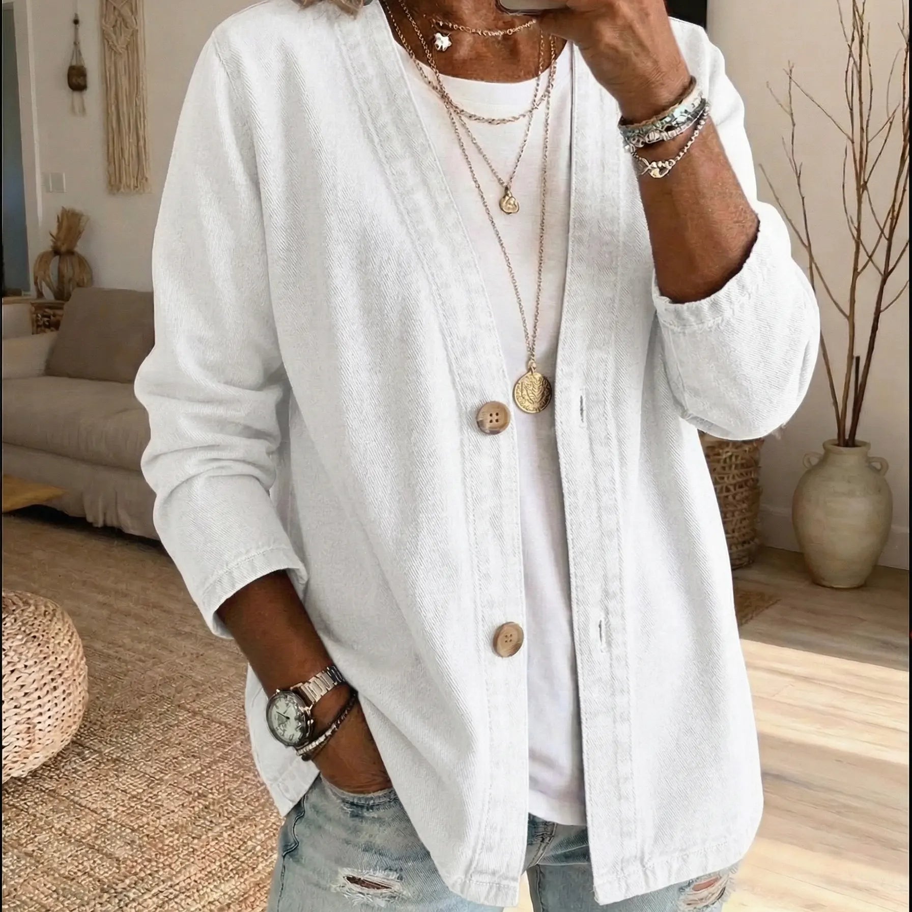 Corinne - Denim Button Coat