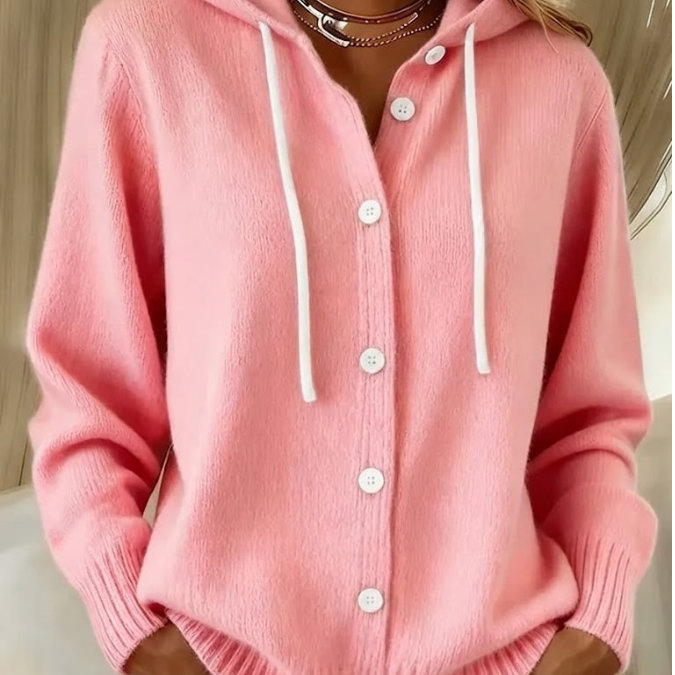 Front view of a pink Daphne T-shirt with a soft knit texture, styled casually.