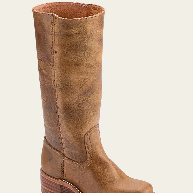 Close-up detail of the intricate traditional stitching on the shaft of the Elara classic Western boots, emphasizing craftsmanship.