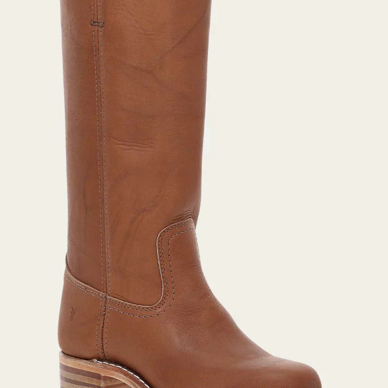 Back view of the Elara women's classic Western boots, showing the heel structure and upper material texture in brown.
