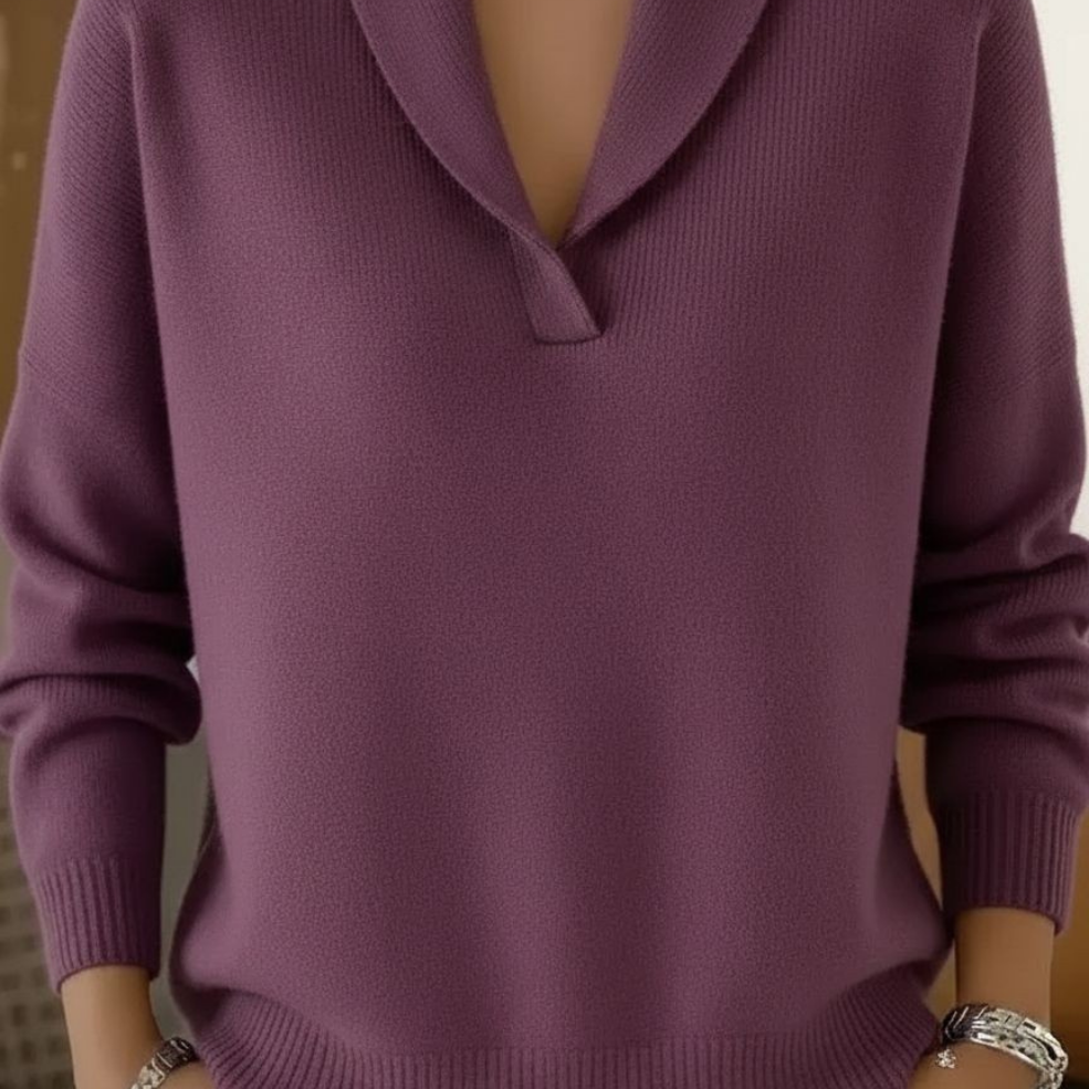 Elina knit pants in purple folded neatly, displaying the versatile color and soft material.