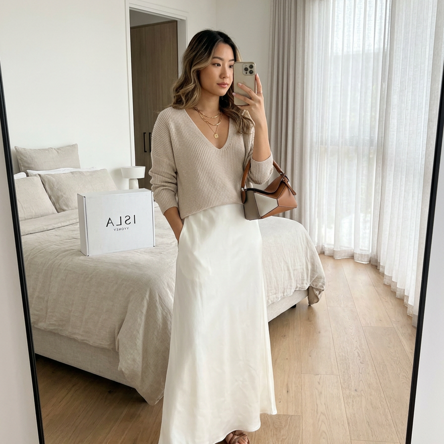 Isolde - Knit & Satin Ensemble