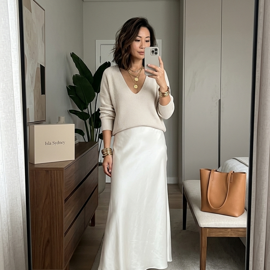 Isolde - Knit & Satin Ensemble