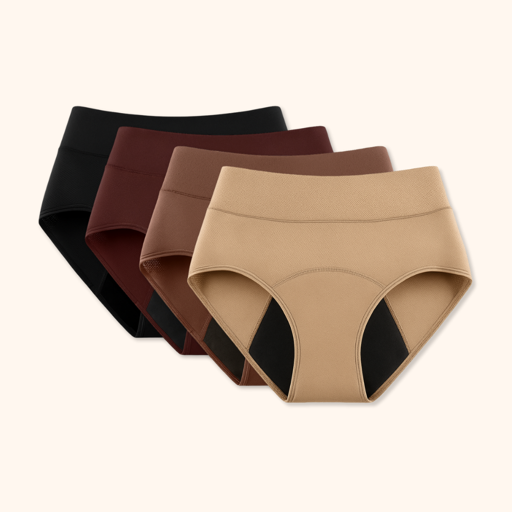 Back view of black Inez leak-proof protective underwear, illustrating its full coverage and ergonomic design.