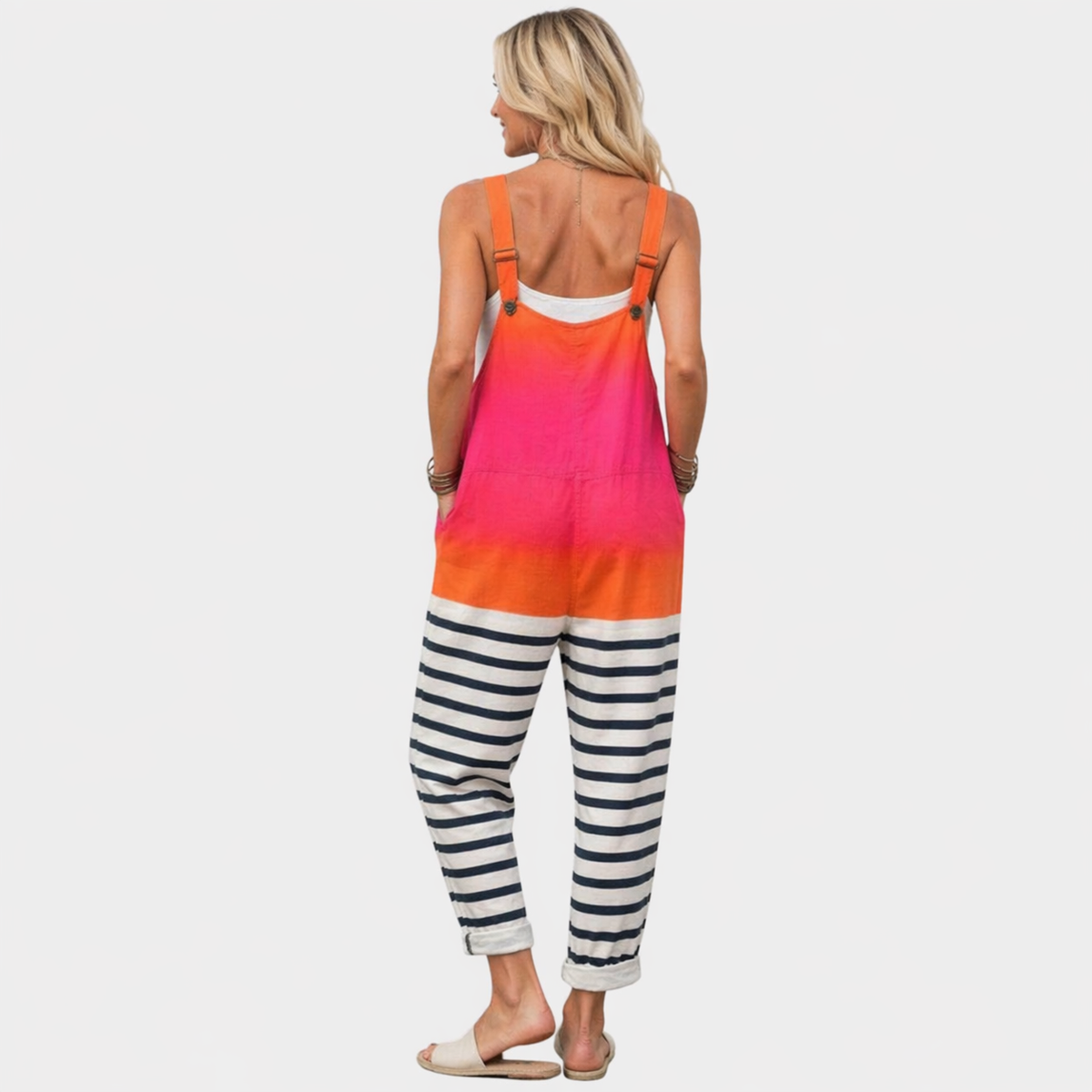 Muriel | Coral Stripe Overall