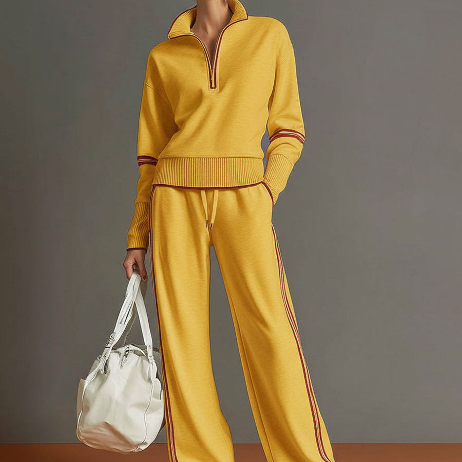 Close-up detail of the soft fabric texture and waistband of the comfortable wide-leg pants.