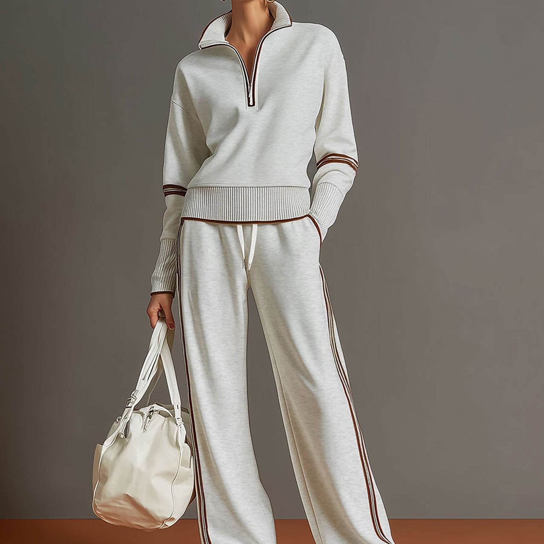 Overhead view of the comfortable wide-leg pants laid flat, showcasing the full garment.