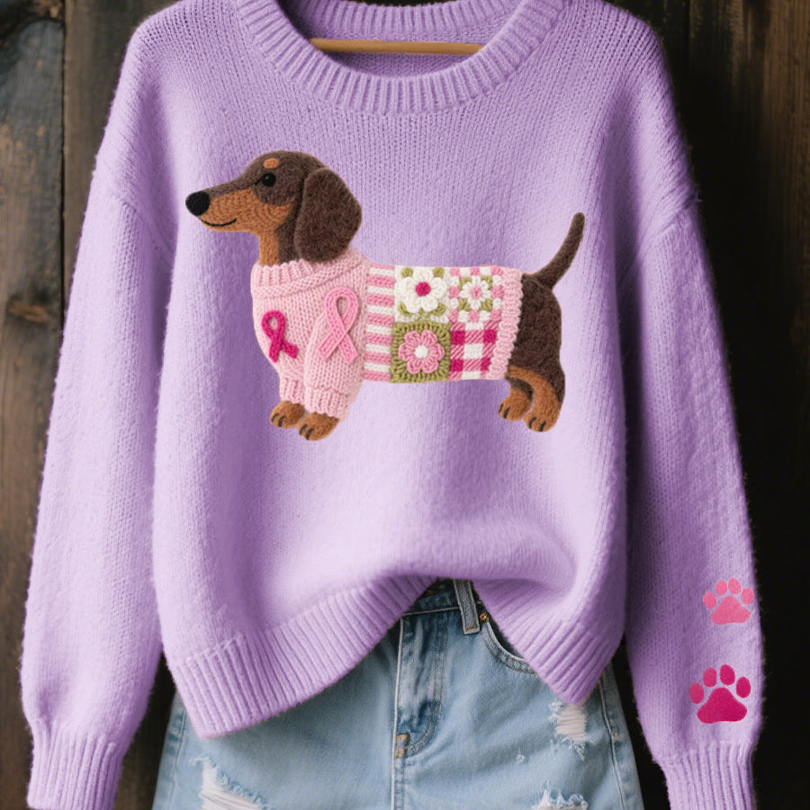 Detail shot of the ribbed cuff and the playful paw print accent on the sleeve of the Lila t-shirt.
