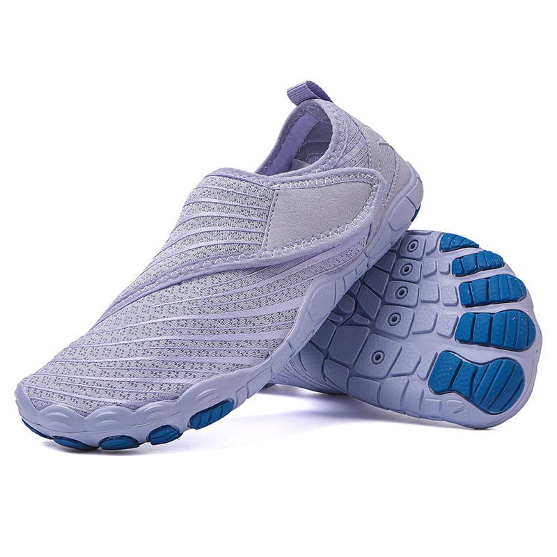 Beige Maeve comfort orthopedic shoes, with a focus on the secure Velcro strap.