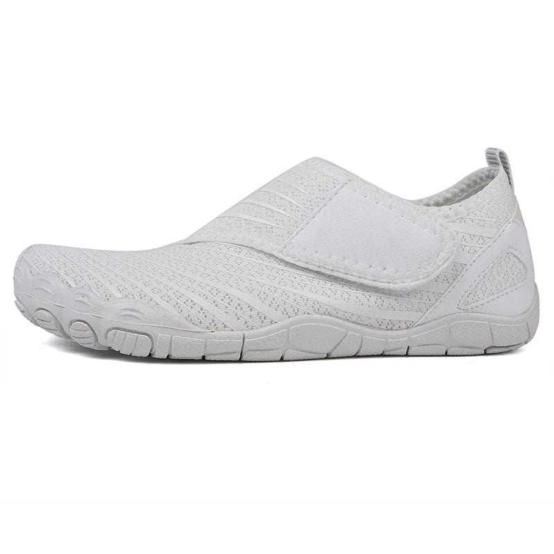 Close-up of the Velcro closure system on the black Maeve comfort orthopedic shoes.