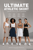 A blue-green active skort displayed flat, illustrating the integrated shorts for anti-chafing comfort.