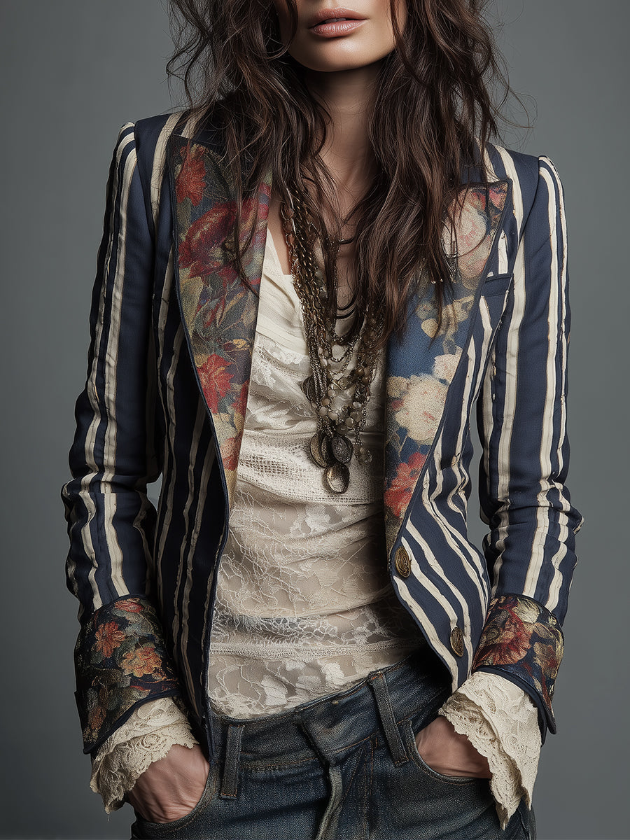 Calista - Bohemian Striped Blazer