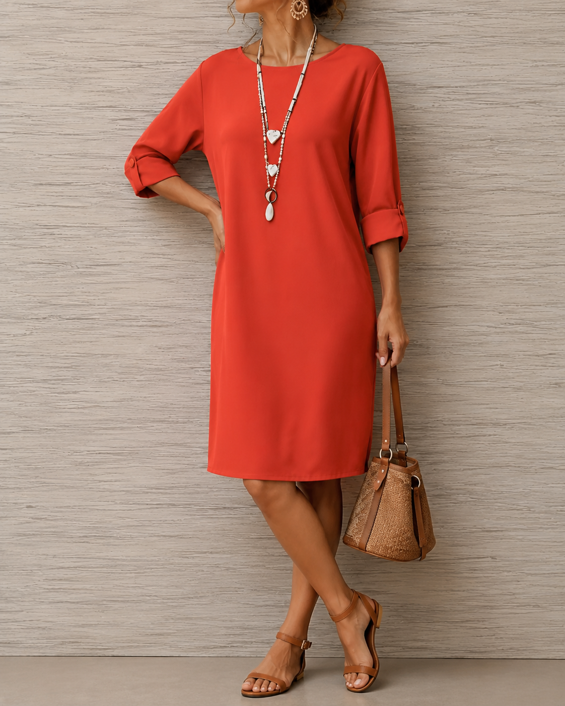 Lifestyle shot of the peacock blue midi dress, perfect for a sunny day out, offering both style and comfort.