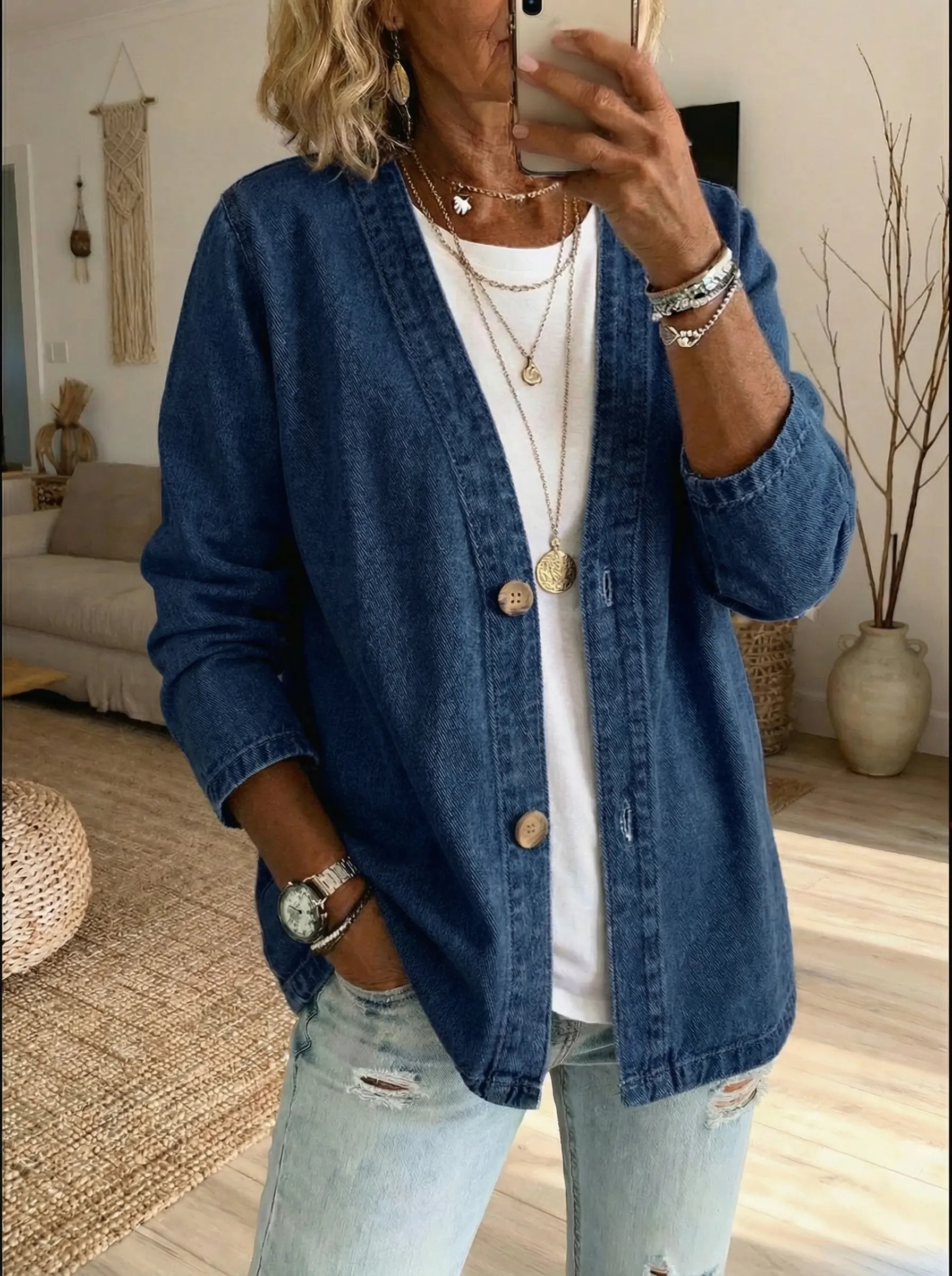 Corinne - Denim Button Coat