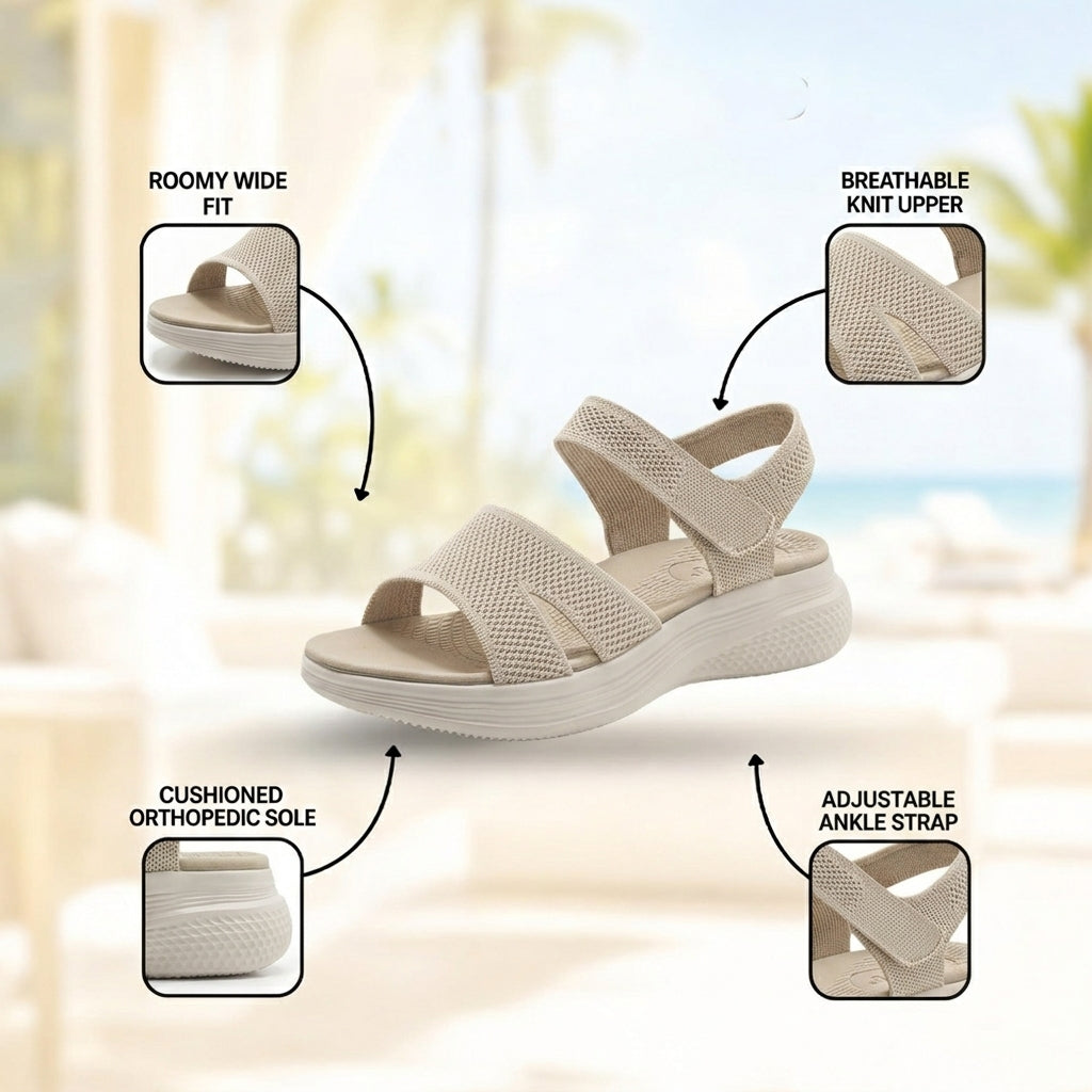 Angled shot of the black walking sandals on a natural surface, emphasizing durability and outdoor readiness.