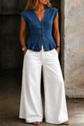 Alara | V-Neck Denim Top
