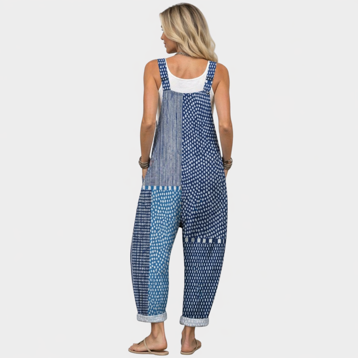 Doris | Blue Patchwork Overall