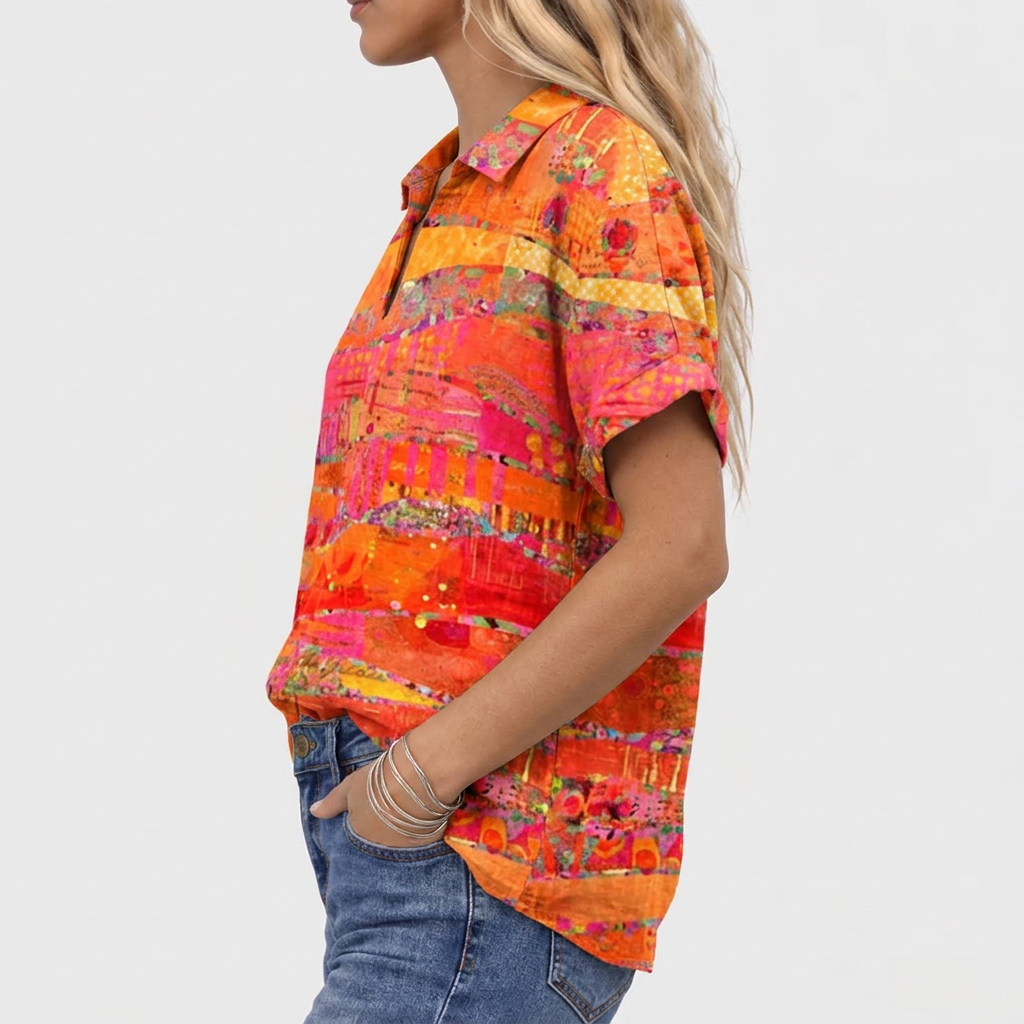 Pamela | Abstract Collared Top