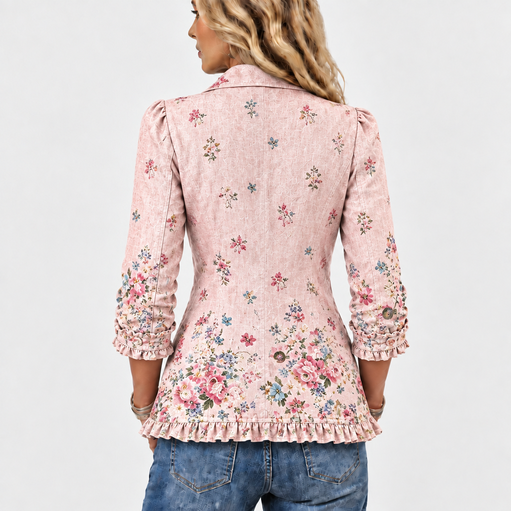 Felicity | Floral Ruffle Button-Up Jacket