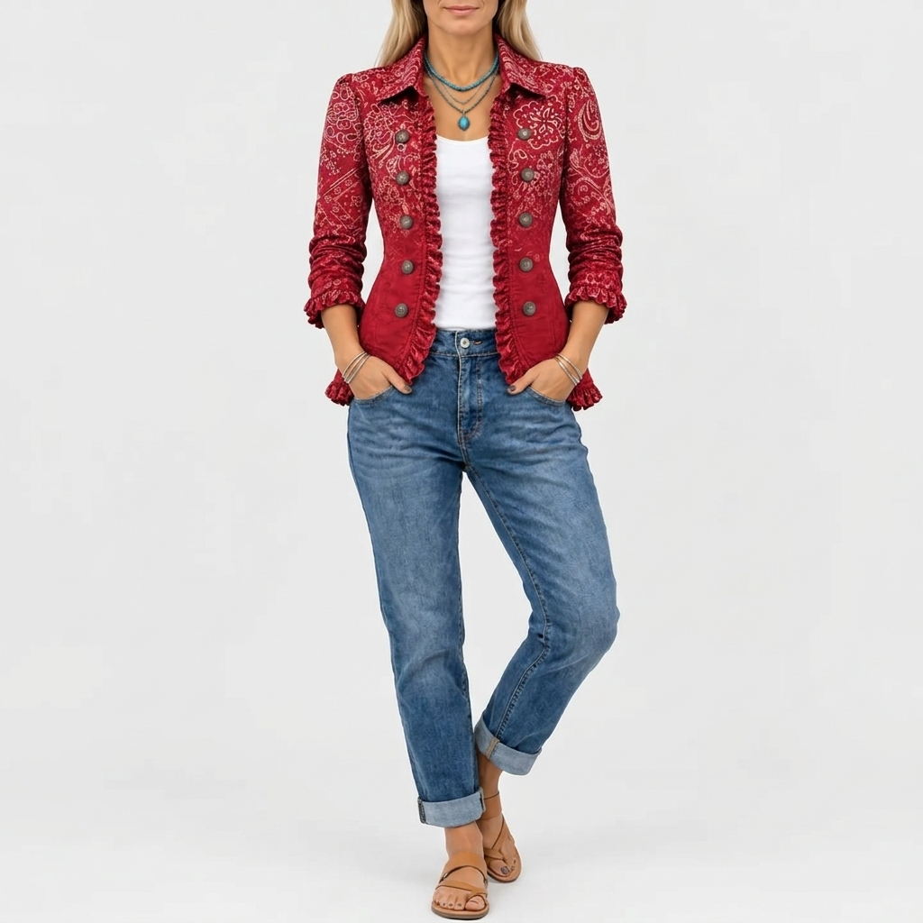 Gwendolyn | Paisley Ombre Ruffle Jacket