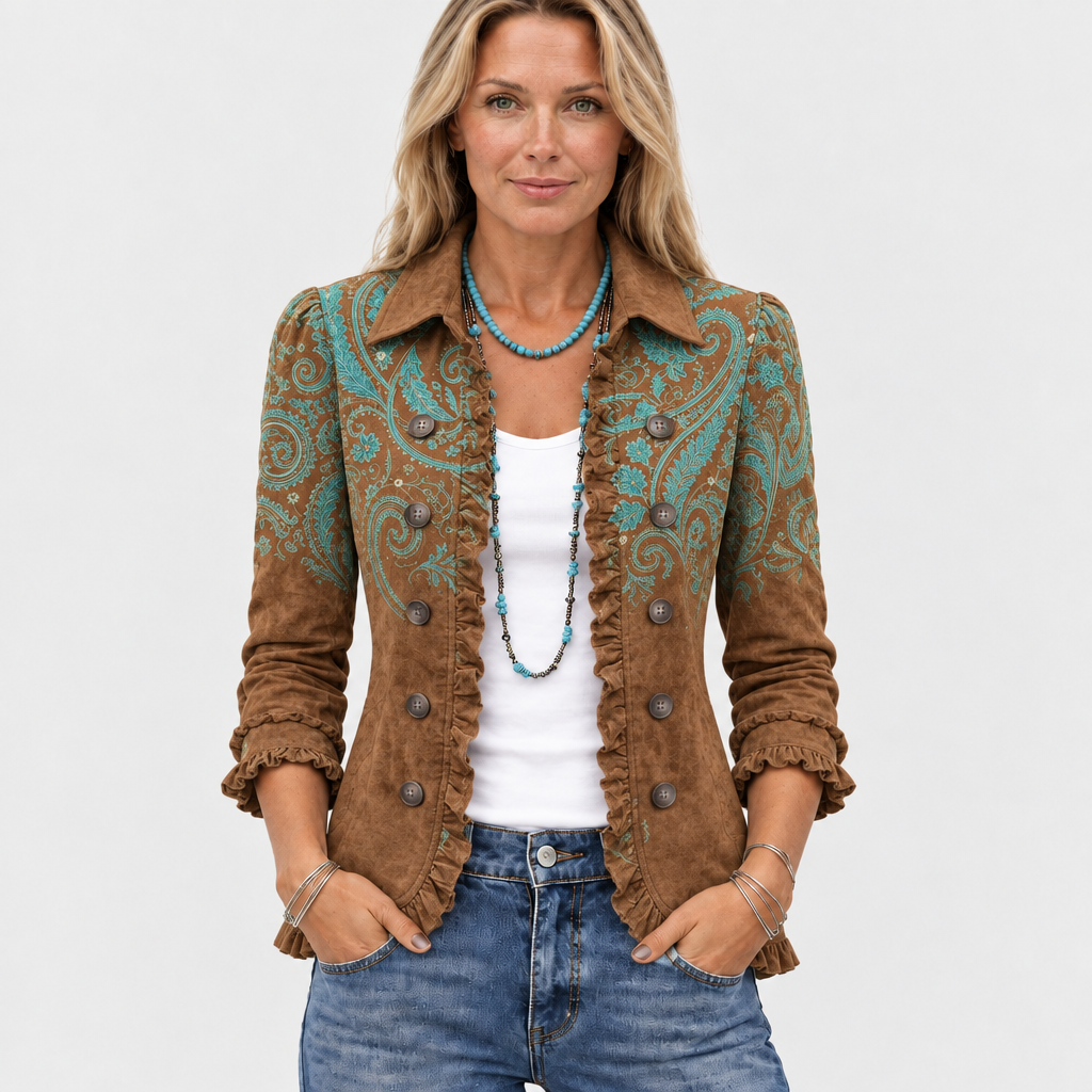 Philippa | Paisley Print Ruffle Jacket