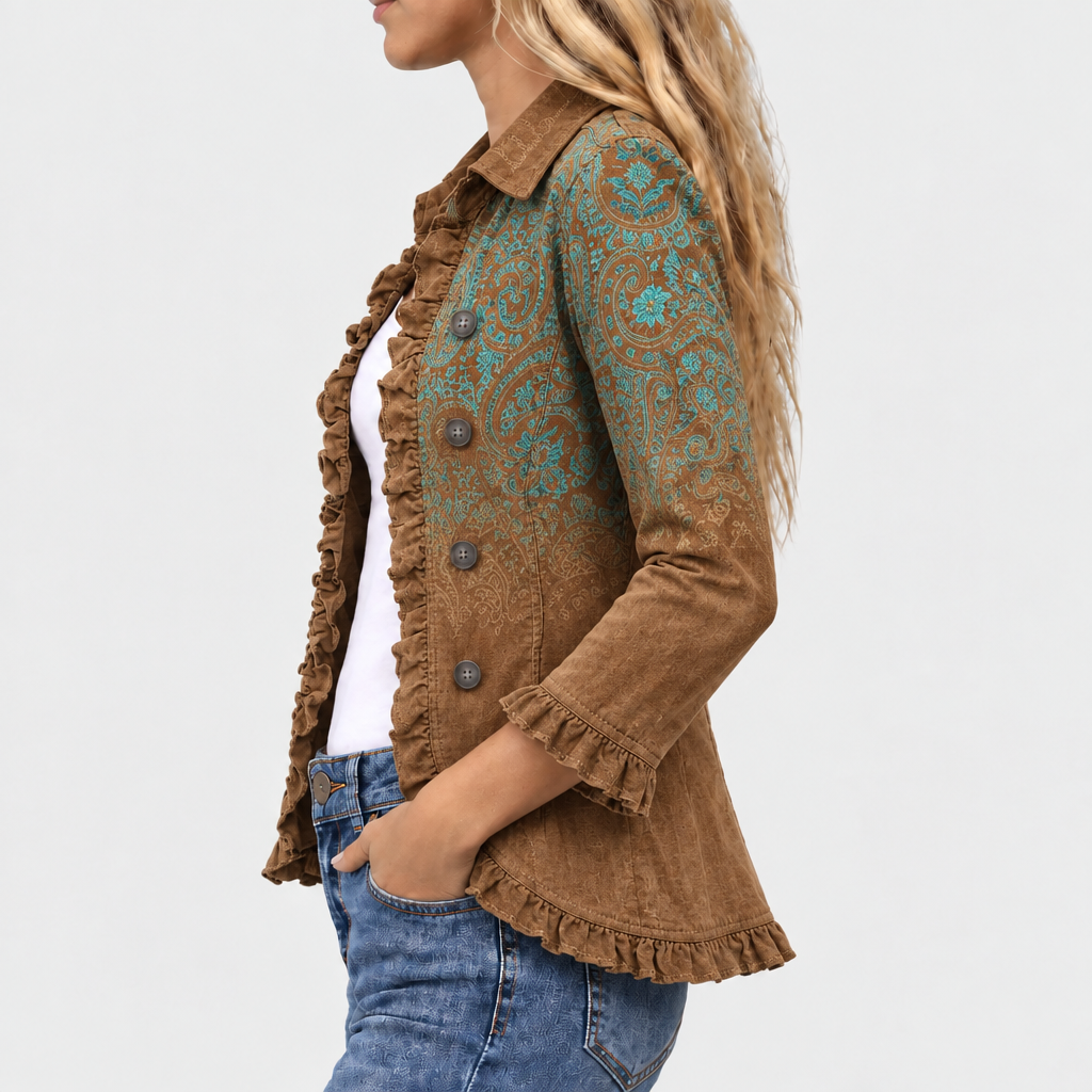 Philippa | Paisley Print Ruffle Jacket