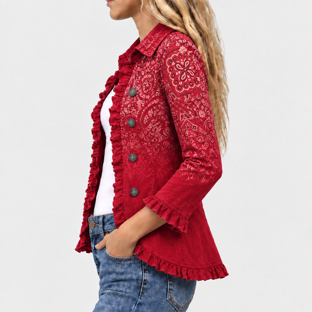 Gwendolyn | Paisley Ombre Ruffle Jacket