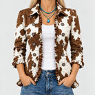 Dulcie | Cow Print Ruffle Jacket