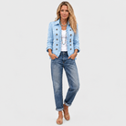 Henrietta | Gingham Ruffle Button-Up Jacket