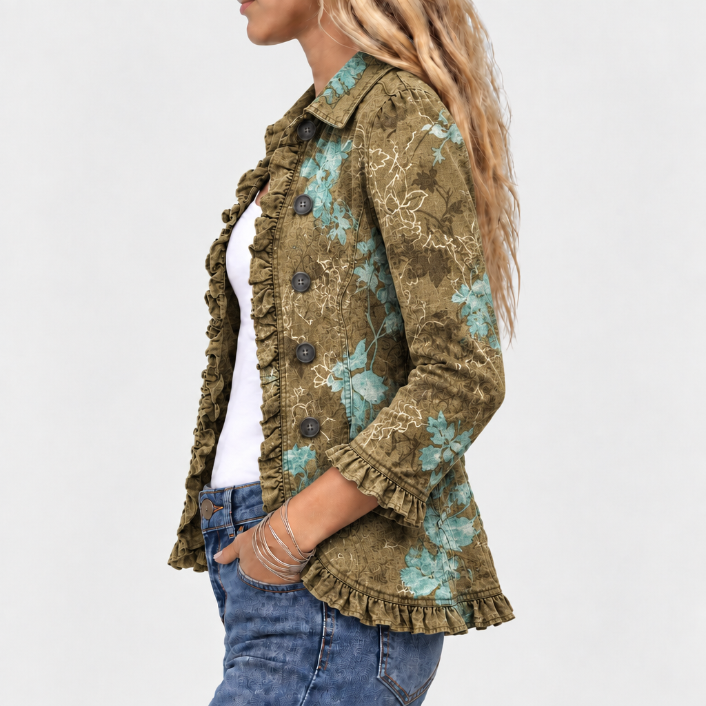 Delphine | Floral Gradient Ruffle Jacket