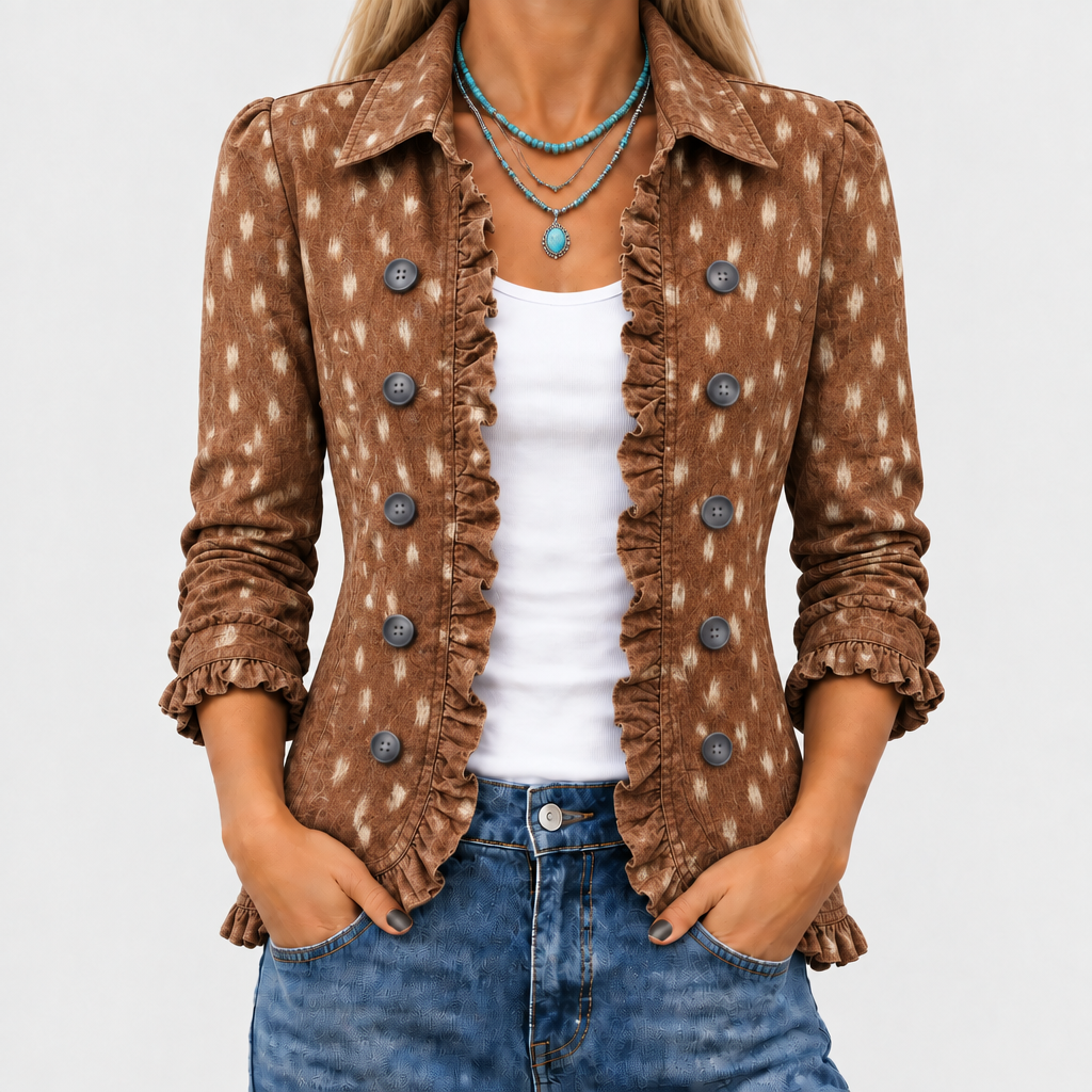 Ingrid | Animal Print Ruffle Jacket