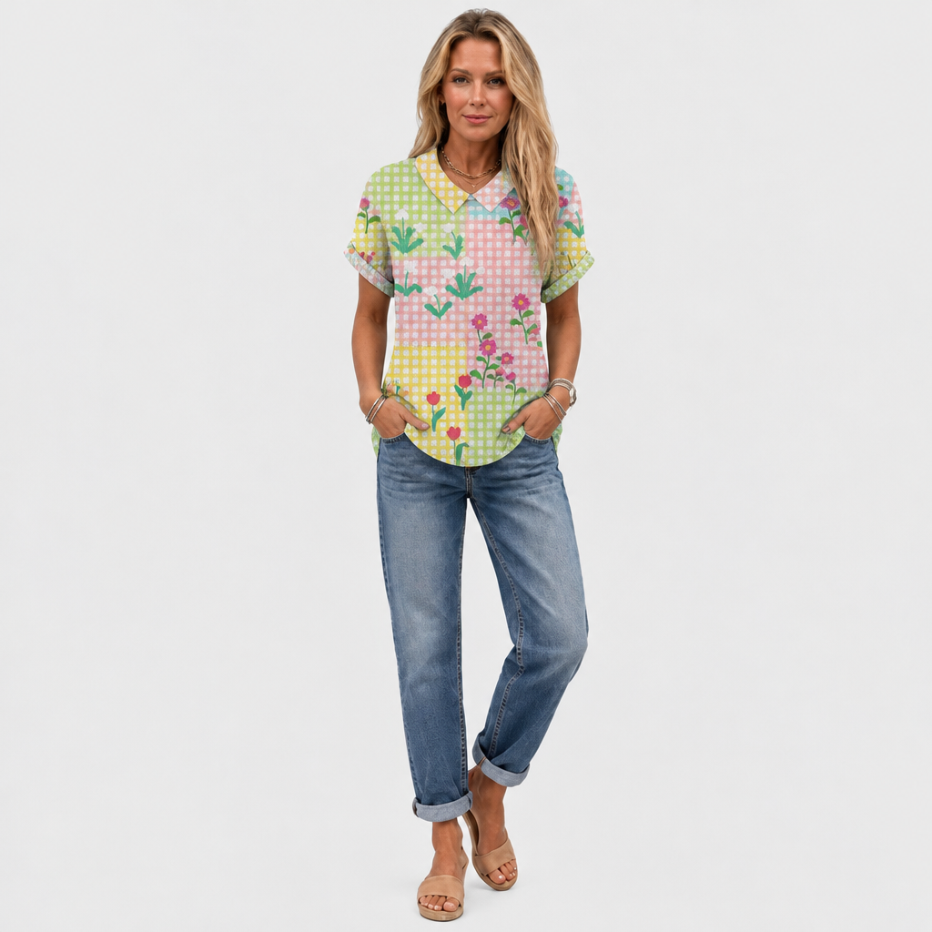 Araminta | Gingham Collared Top